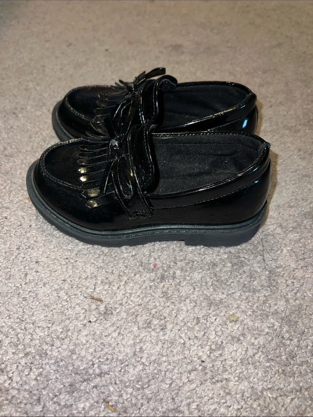 Kids Black Patent Leather Tassel Loafers